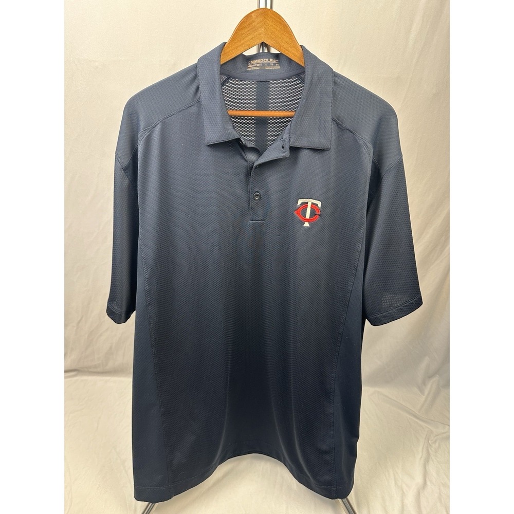 Nike Golf Minnesota Twins Polo Shirt Mens XL Navy Blue Nike Fit Dry MLB Baseball